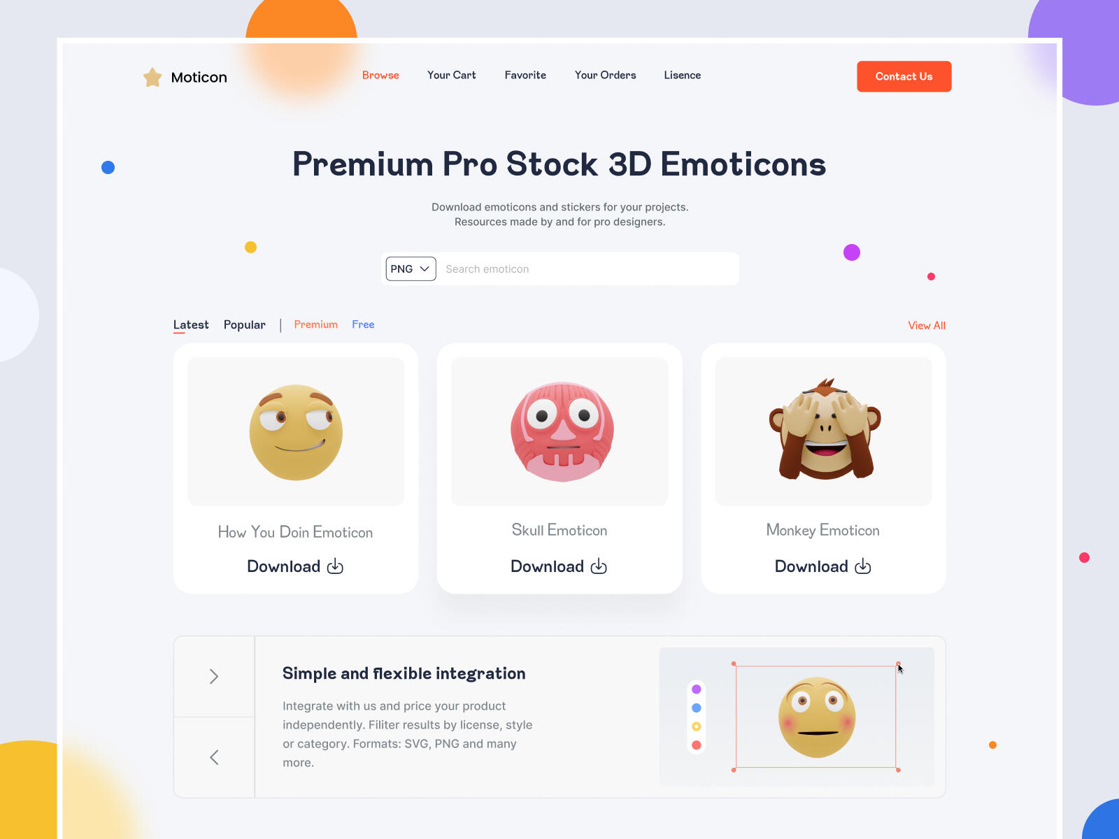 Sample of UI with animated 3D emojis